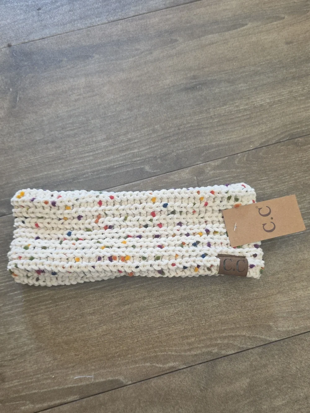 C.C Cream Knit Headband with Multicolor Speckles